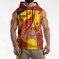 Custom Spain Football Sleeveless Hoodie Traditional Spanish Carnation Floral Patriotic Motif