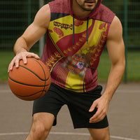 Custom Spain Football Sleeveless Hoodie Traditional Spanish Carnation Floral Patriotic Motif
