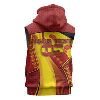 Custom Spain Football Sleeveless Zip Hoodie Traditional Spanish Carnation Floral Patriotic Motif