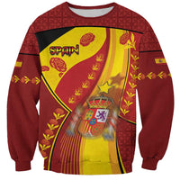 Custom Spain Football Sweatshirt Traditional Spanish Carnation Floral Patriotic Motif
