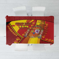 Custom Spain Football Tablecloth Traditional Spanish Carnation Floral Patriotic Motif