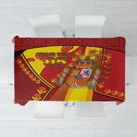 Custom Spain Football Tablecloth Traditional Spanish Carnation Floral Patriotic Motif