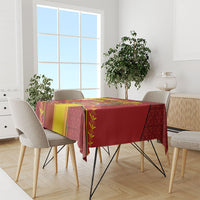 Custom Spain Football Tablecloth Traditional Spanish Carnation Floral Patriotic Motif