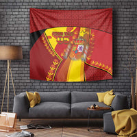 Custom Spain Football Tapestry Traditional Spanish Carnation Floral Patriotic Motif