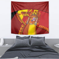 Custom Spain Football Tapestry Traditional Spanish Carnation Floral Patriotic Motif