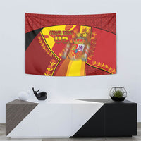 Custom Spain Football Tapestry Traditional Spanish Carnation Floral Patriotic Motif