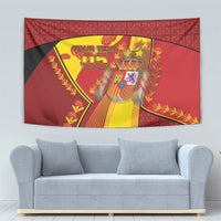 Custom Spain Football Tapestry Traditional Spanish Carnation Floral Patriotic Motif
