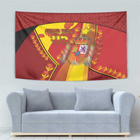 Custom Spain Football Tapestry Traditional Spanish Carnation Floral Patriotic Motif