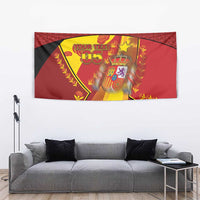 Custom Spain Football Tapestry Traditional Spanish Carnation Floral Patriotic Motif