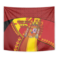 Custom Spain Football Tapestry Traditional Spanish Carnation Floral Patriotic Motif