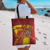 Custom Spain Football Tote Bag Traditional Spanish Carnation Floral Patriotic Motif