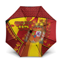 Custom Spain Football Umbrella Traditional Spanish Carnation Floral Patriotic Motif