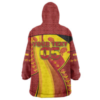 Custom Spain Football Wearable Blanket Hoodie Traditional Spanish Carnation Floral Patriotic Motif