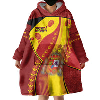 Custom Spain Football Wearable Blanket Hoodie Traditional Spanish Carnation Floral Patriotic Motif
