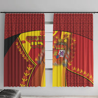 Custom Spain Football Window Curtain Traditional Spanish Carnation Floral Patriotic Motif