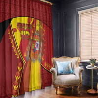 Custom Spain Football Window Curtain Traditional Spanish Carnation Floral Patriotic Motif