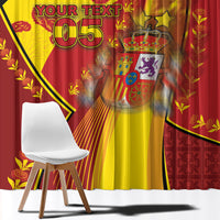 Custom Spain Football Window Curtain Traditional Spanish Carnation Floral Patriotic Motif