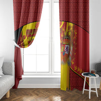 Custom Spain Football Window Curtain Traditional Spanish Carnation Floral Patriotic Motif