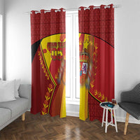 Custom Spain Football Window Curtain Traditional Spanish Carnation Floral Patriotic Motif