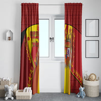 Custom Spain Football Window Curtain Traditional Spanish Carnation Floral Patriotic Motif