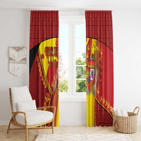 Custom Spain Football Window Curtain Traditional Spanish Carnation Floral Patriotic Motif