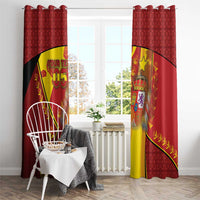 Custom Spain Football Window Curtain Traditional Spanish Carnation Floral Patriotic Motif