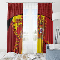 Custom Spain Football Window Curtain Traditional Spanish Carnation Floral Patriotic Motif