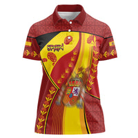 Custom Spain Football Women Polo Shirt Traditional Spanish Carnation Floral Patriotic Motif