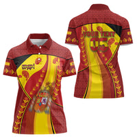 Custom Spain Football Women Polo Shirt Traditional Spanish Carnation Floral Patriotic Motif