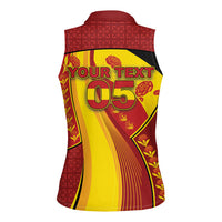 Custom Spain Football Women Sleeveless Polo Shirt Traditional Spanish Carnation Floral Patriotic Motif