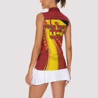 Custom Spain Football Women Sleeveless Polo Shirt Traditional Spanish Carnation Floral Patriotic Motif
