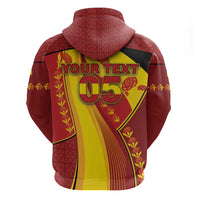 Custom Spain Football Zip Hoodie Traditional Spanish Carnation Floral Patriotic Motif