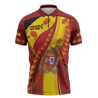Custom Spain Football Zipper Polo Shirt Traditional Spanish Carnation Floral Patriotic Motif