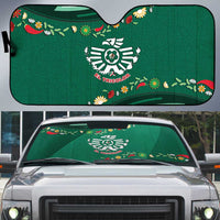 Mexico Football Auto Sun Shade Aztec Eagle With Mini Floral Patterns