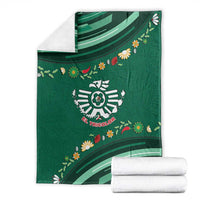 Mexico Football Blanket Aztec Eagle With Mini Floral Patterns