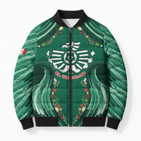 Custom Mexico Football Bomber Puffer Jacket Aztec Eagle With Mini Floral Patterns