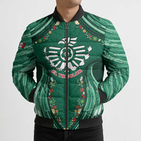 Custom Mexico Football Bomber Puffer Jacket Aztec Eagle With Mini Floral Patterns
