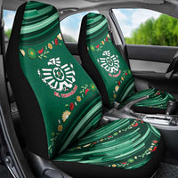 Mexico Football Car Seat Cover Aztec Eagle With Mini Floral Patterns