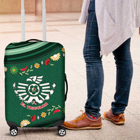 Mexico Football Luggage Cover Aztec Eagle With Mini Floral Patterns