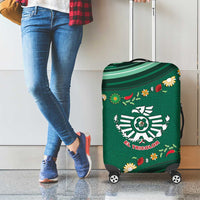 Mexico Football Luggage Cover Aztec Eagle With Mini Floral Patterns