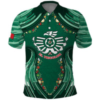 Custom Mexico Football Polo Shirt Aztec Eagle With Mini Floral Patterns