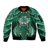 Custom Mexico Football Sleeve Zip Bomber Jacket Aztec Eagle With Mini Floral Patterns