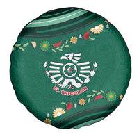 Mexico Football Spare Tire Cover Aztec Eagle With Mini Floral Patterns