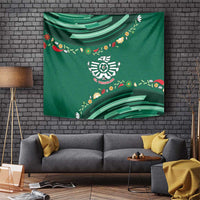 Mexico Football Tapestry Aztec Eagle With Mini Floral Patterns