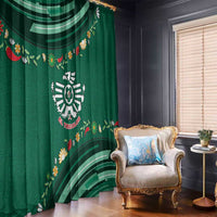 Mexico Football Window Curtain Aztec Eagle With Mini Floral Patterns