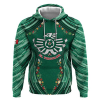 Custom Mexico Football Zip Hoodie Aztec Eagle With Mini Floral Patterns