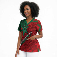 Custom Morocco Football Scrub Top Pentagram Red Lion African