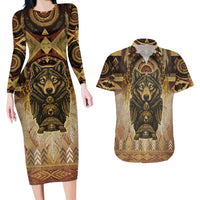 Native American Animal Spirit Couples Matching Long Sleeve Bodycon Dress and Hawaiian Shirt