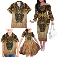 Native American Animal Spirit Family Matching Off The Shoulder Long Sleeve Dress and Hawaiian Shirt