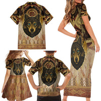 Native American Animal Spirit Family Matching Short Sleeve Bodycon Dress and Hawaiian Shirt